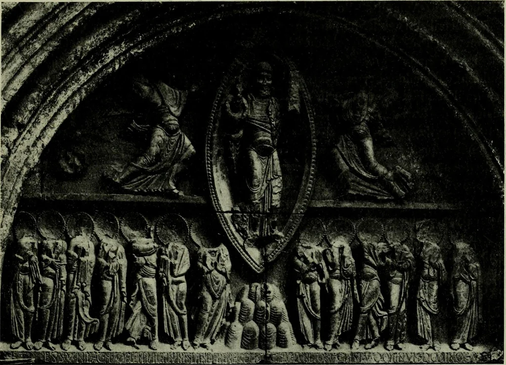 An illustration from L'art religieux du XIIe siècle en France : Etude sur les origines de l'iconographie du Moyen Age, 1922, leaf 414