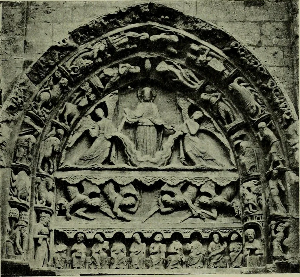 An illustration from L'art religieux du XIIe siècle en France : Etude sur les origines de l'iconographie du Moyen Age, 1922, leaf 418