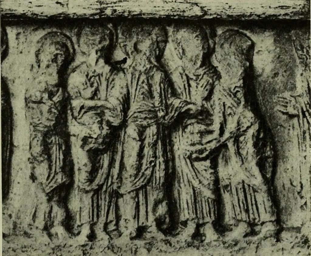 An illustration from L'art religieux du XIIe siècle en France : Etude sur les origines de l'iconographie du Moyen Age, 1922, leaf 42