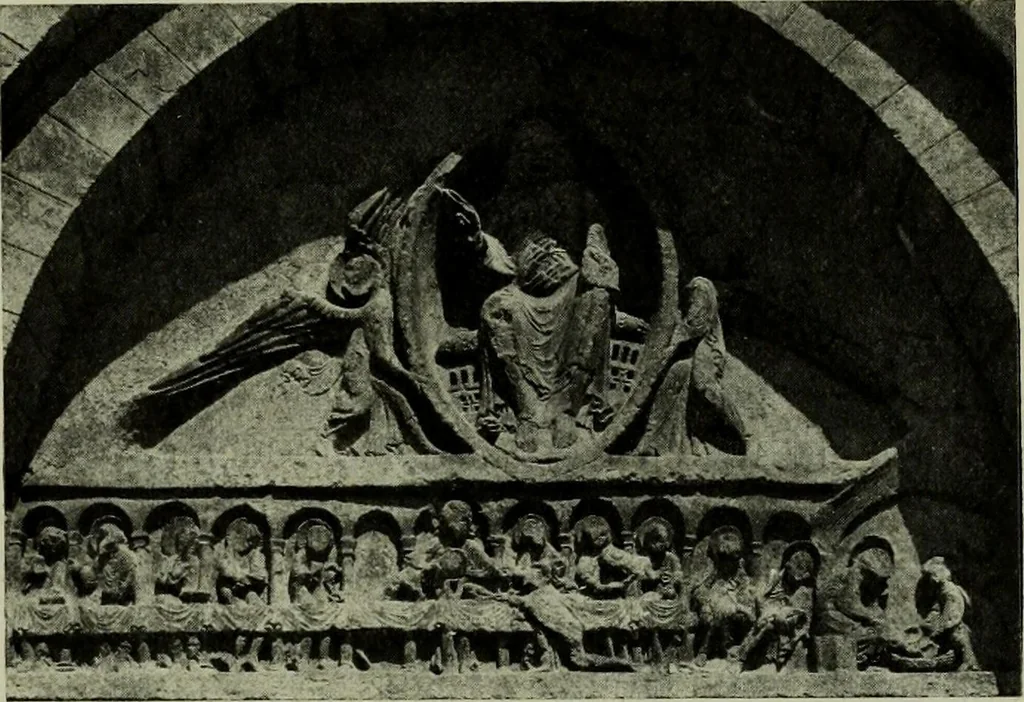 An illustration from L'art religieux du XIIe siècle en France : Etude sur les origines de l'iconographie du Moyen Age, 1922, leaf 434
