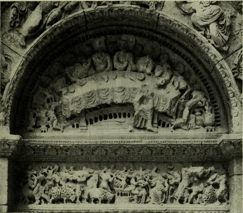 An illustration from L'art religieux du XIIe siècle en France : Etude sur les origines de l'iconographie du Moyen Age, 1922, leaf 436