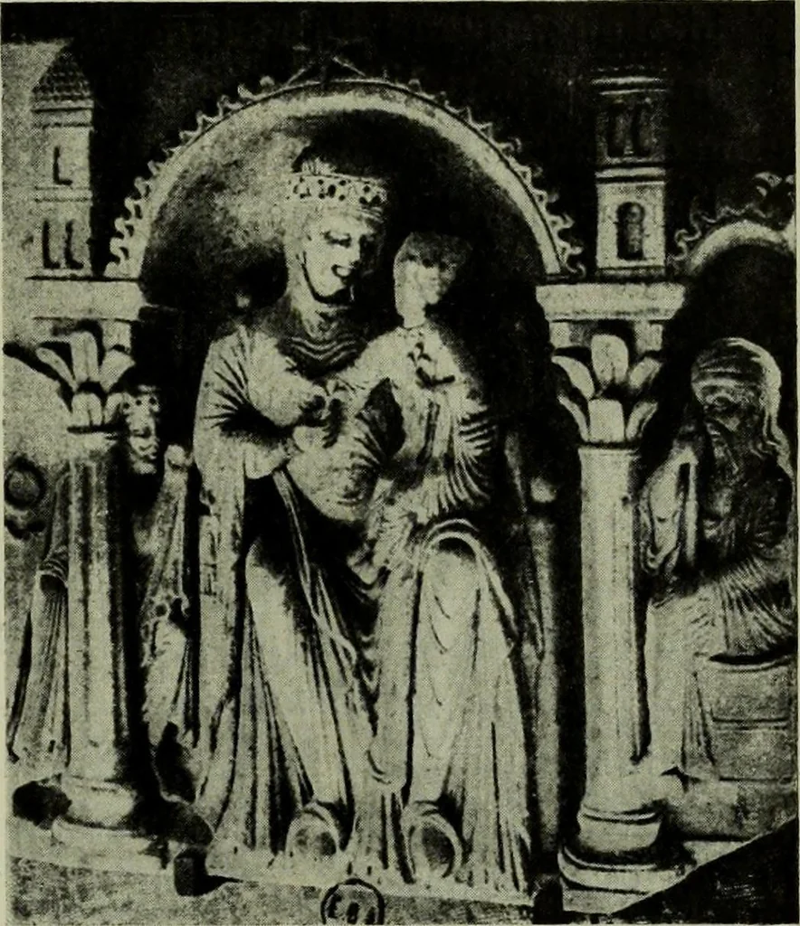An illustration from L'art religieux du XIIe siècle en France : Etude sur les origines de l'iconographie du Moyen Age, 1922, leaf 442