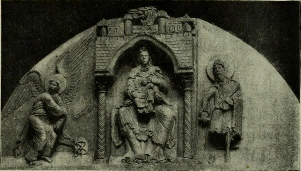 An illustration from L'art religieux du XIIe siècle en France : Etude sur les origines de l'iconographie du Moyen Age, 1922, leaf 448