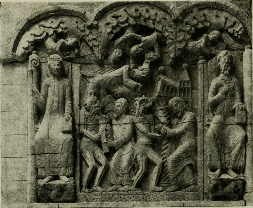 An illustration from L'art religieux du XIIe siècle en France : Etude sur les origines de l'iconographie du Moyen Age, 1922, leaf 449