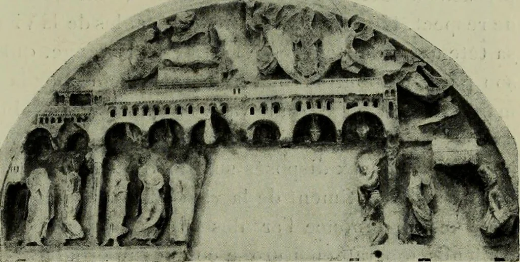 An illustration from L'art religieux du XIIe siècle en France : Etude sur les origines de l'iconographie du Moyen Age, 1922, leaf 450