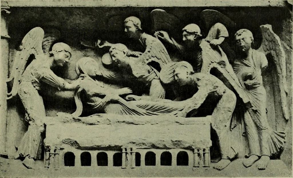 An illustration from L'art religieux du XIIe siècle en France : Etude sur les origines de l'iconographie du Moyen Age, 1922, leaf 452