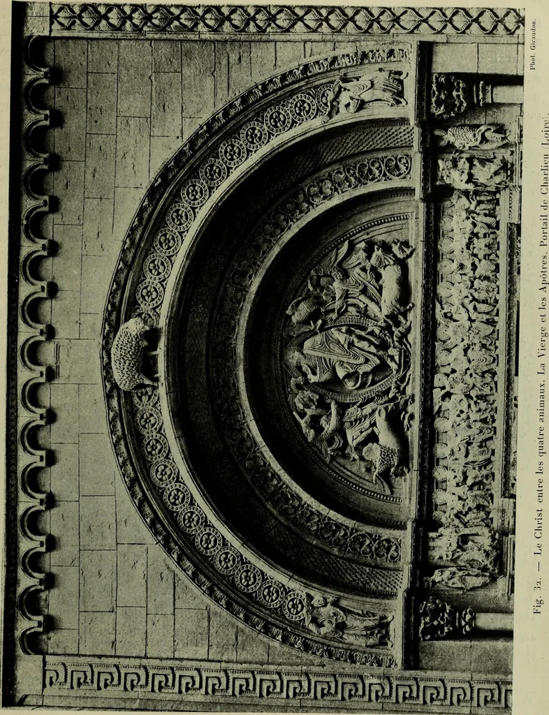 An illustration from L'art religieux du XIIe siècle en France : Etude sur les origines de l'iconographie du Moyen Age, 1922, leaf 48