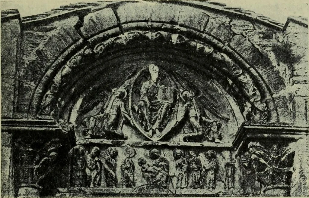 An illustration from L'art religieux du XIIe siècle en France : Etude sur les origines de l'iconographie du Moyen Age, 1922, leaf 50