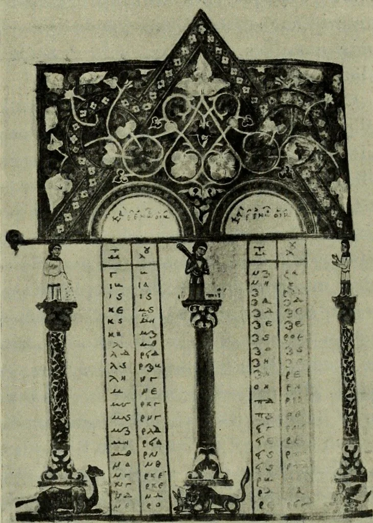 An illustration from L'art religieux du XIIe siècle en France : Etude sur les origines de l'iconographie du Moyen Age, 1922, leaf 54