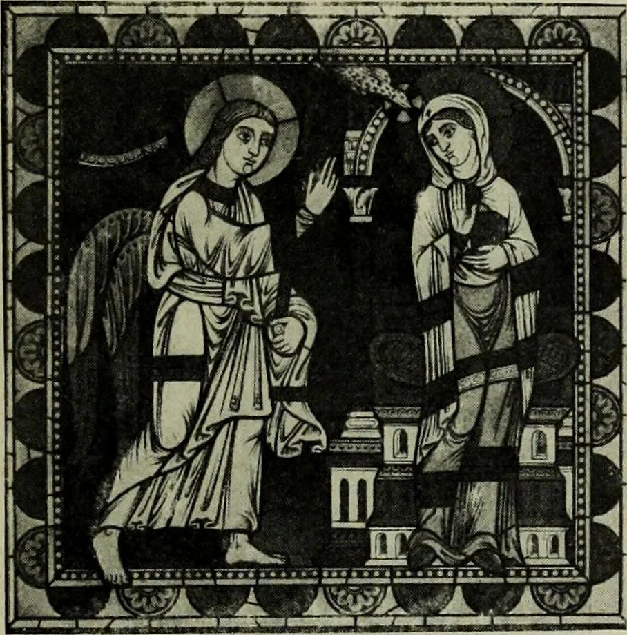 An illustration from L'art religieux du XIIe siècle en France : Etude sur les origines de l'iconographie du Moyen Age, 1922, leaf 72