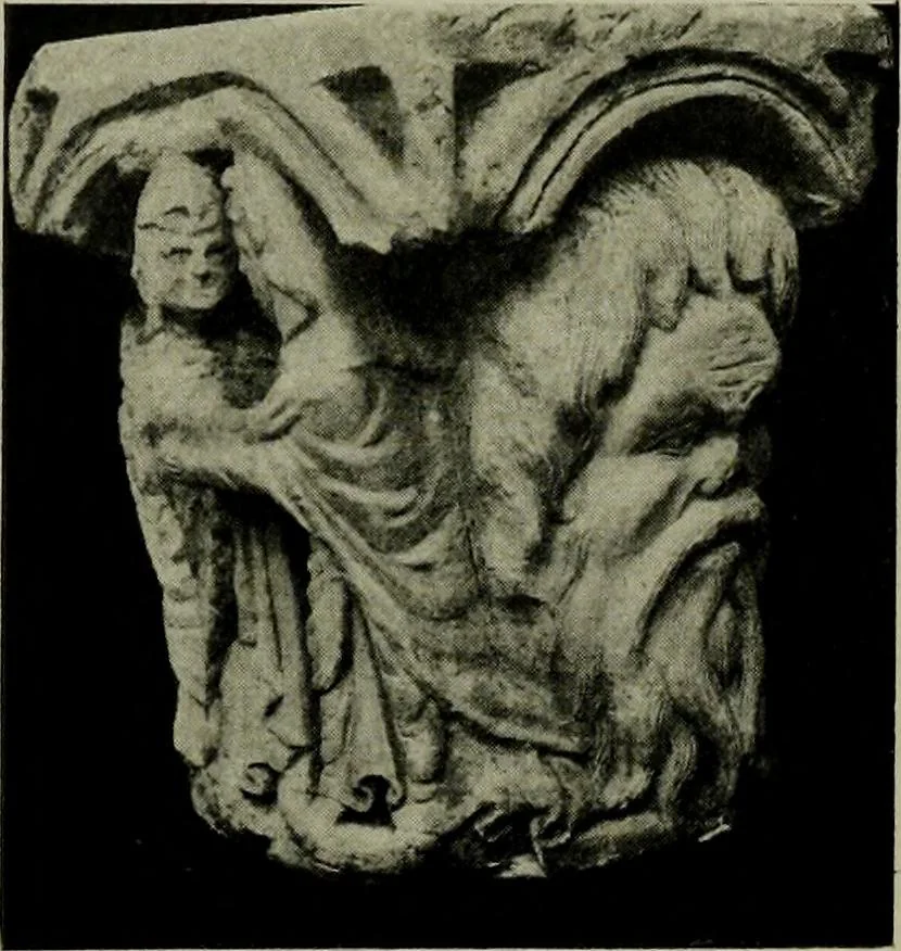 An illustration from L'art religieux du XIIe siècle en France : Etude sur les origines de l'iconographie du Moyen Age, 1922, leaf 73
