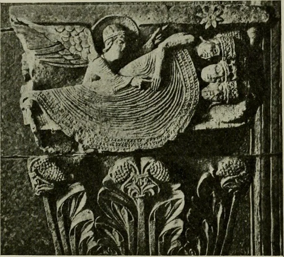 An illustration from L'art religieux du XIIe siècle en France : Etude sur les origines de l'iconographie du Moyen Age, 1922, leaf 83