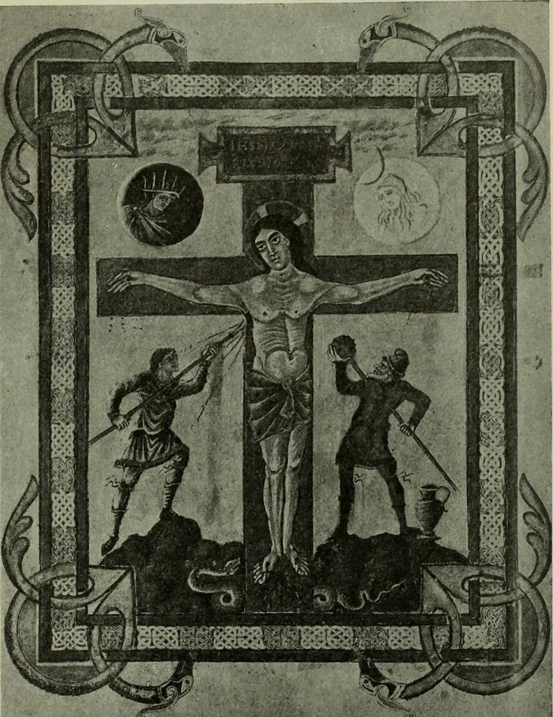 An illustration from L'art religieux du XIIe siècle en France : Etude sur les origines de l'iconographie du Moyen Age, 1922, leaf 96