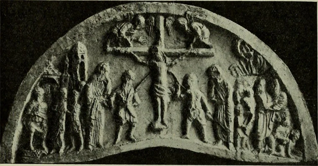 An illustration from L'art religieux du XIIe siècle en France : Etude sur les origines de l'iconographie du Moyen Age, 1922, leaf 98