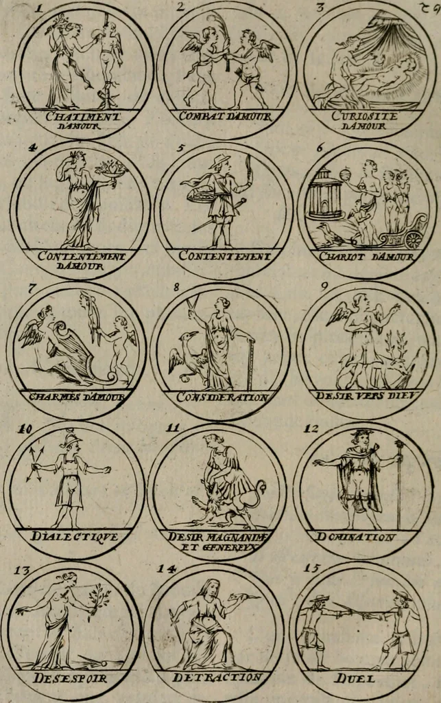 An illustration from La science des hieroglyphes, ou, L'art d'exprimer par des figures symboliques, les vertus, les vices, les passions & les moeurs &c. avec diférentes [sic] devices historiques : ouvrage utile aux peintres, aux statuaires, aux graveurs & aux amateurs des arts qui dépendent du dessein, 1736, leaf 109