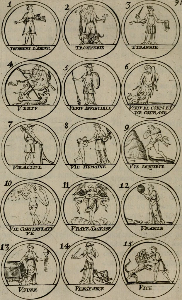 An illustration from La science des hieroglyphes, ou, L'art d'exprimer par des figures symboliques, les vertus, les vices, les passions & les moeurs &c. avec diférentes [sic] devices historiques : ouvrage utile aux peintres, aux statuaires, aux graveurs & aux amateurs des arts qui dépendent du dessein, 1736, leaf 157