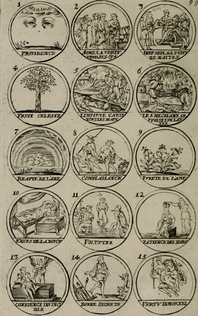 An illustration from La science des hieroglyphes, ou, L'art d'exprimer par des figures symboliques, les vertus, les vices, les passions & les moeurs &c. avec diférentes [sic] devices historiques : ouvrage utile aux peintres, aux statuaires, aux graveurs & aux amateurs des arts qui dépendent du dessein, 1736, leaf 169