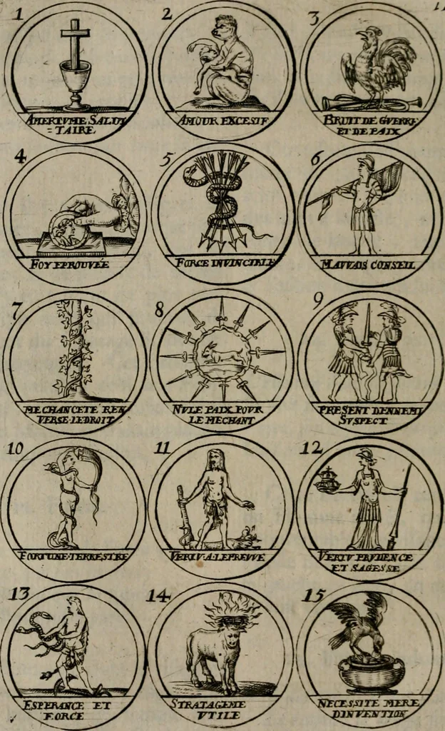An illustration from La science des hieroglyphes, ou, L'art d'exprimer par des figures symboliques, les vertus, les vices, les passions & les moeurs &c. avec diférentes [sic] devices historiques : ouvrage utile aux peintres, aux statuaires, aux graveurs & aux amateurs des arts qui dépendent du dessein, 1736, leaf 187