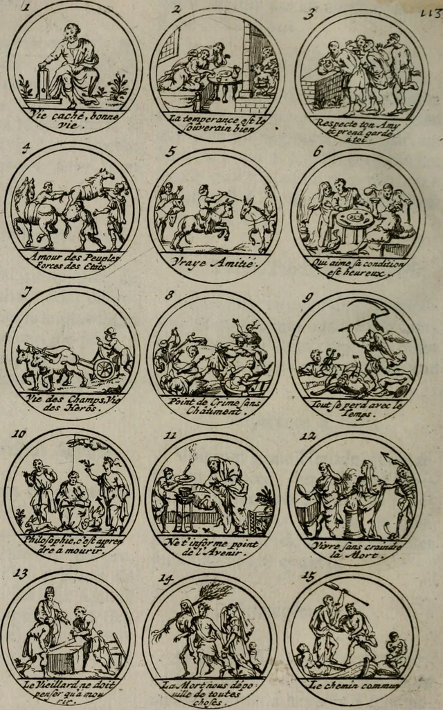 An illustration from La science des hieroglyphes, ou, L'art d'exprimer par des figures symboliques, les vertus, les vices, les passions & les moeurs &c. avec diférentes [sic] devices historiques : ouvrage utile aux peintres, aux statuaires, aux graveurs & aux amateurs des arts qui dépendent du dessein, 1736, leaf 191