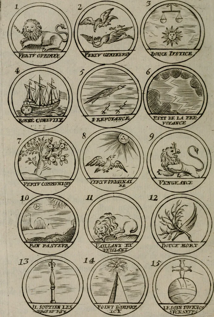 An illustration from La science des hieroglyphes, ou, L'art d'exprimer par des figures symboliques, les vertus, les vices, les passions & les moeurs &c. avec diférentes [sic] devices historiques : ouvrage utile aux peintres, aux statuaires, aux graveurs & aux amateurs des arts qui dépendent du dessein, 1736, leaf 195