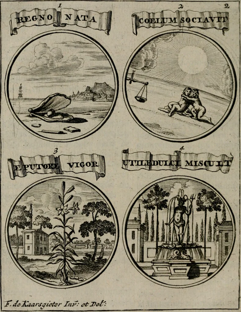 An illustration from La science des hieroglyphes, ou, L'art d'exprimer par des figures symboliques, les vertus, les vices, les passions & les moeurs &c. avec diférentes [sic] devices historiques : ouvrage utile aux peintres, aux statuaires, aux graveurs & aux amateurs des arts qui dépendent du dessein, 1736, leaf 199