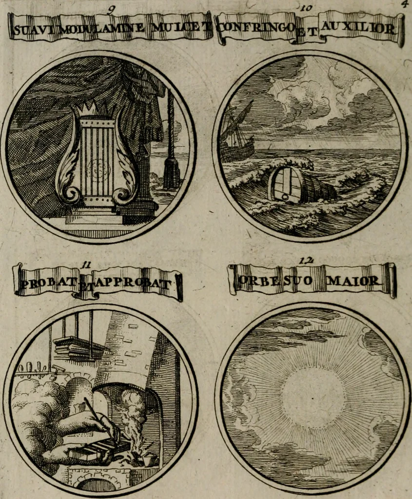 An illustration from La science des hieroglyphes, ou, L'art d'exprimer par des figures symboliques, les vertus, les vices, les passions & les moeurs &c. avec diférentes [sic] devices historiques : ouvrage utile aux peintres, aux statuaires, aux graveurs & aux amateurs des arts qui dépendent du dessein, 1736, leaf 203