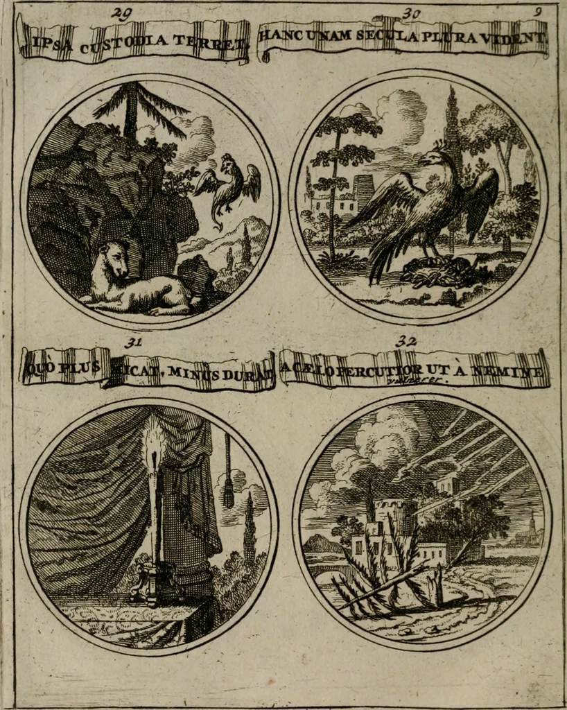 An illustration from La science des hieroglyphes, ou, L'art d'exprimer par des figures symboliques, les vertus, les vices, les passions & les moeurs &c. avec diférentes [sic] devices historiques : ouvrage utile aux peintres, aux statuaires, aux graveurs & aux amateurs des arts qui dépendent du dessein, 1736, leaf 213