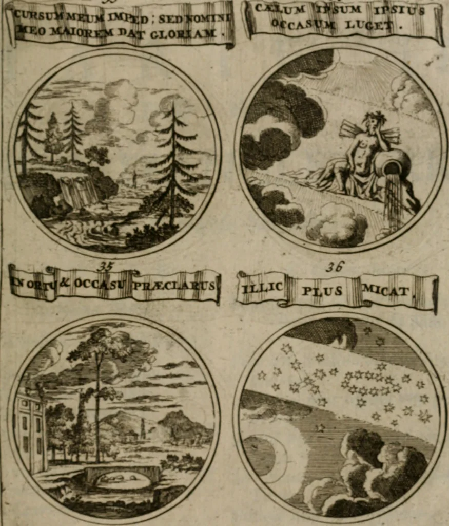 An illustration from La science des hieroglyphes, ou, L'art d'exprimer par des figures symboliques, les vertus, les vices, les passions & les moeurs &c. avec diférentes [sic] devices historiques : ouvrage utile aux peintres, aux statuaires, aux graveurs & aux amateurs des arts qui dépendent du dessein, 1736, leaf 214
