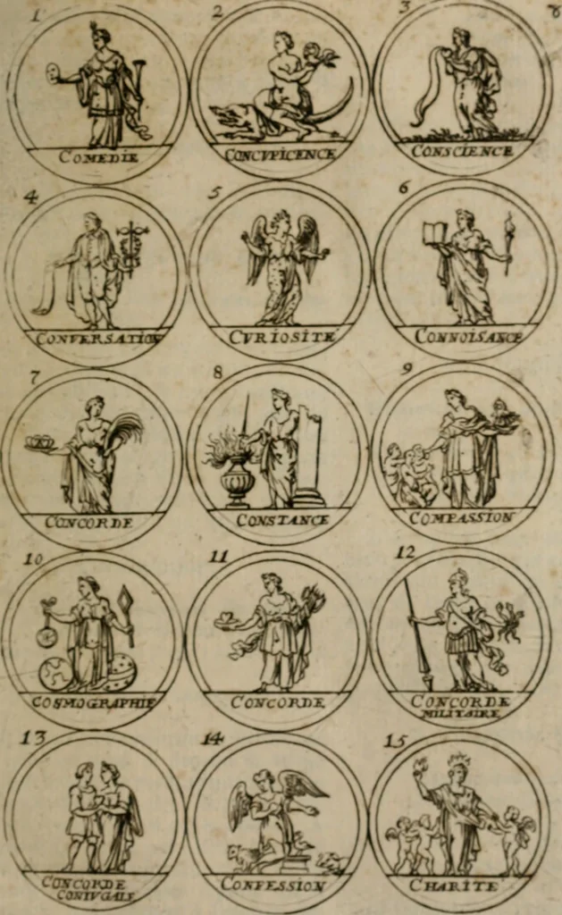 An illustration from La science des hieroglyphes, ou, L'art d'exprimer par des figures symboliques, les vertus, les vices, les passions & les moeurs &c. avec diférentes [sic] devices historiques : ouvrage utile aux peintres, aux statuaires, aux graveurs & aux amateurs des arts qui dépendent du dessein, 1736, leaf 24