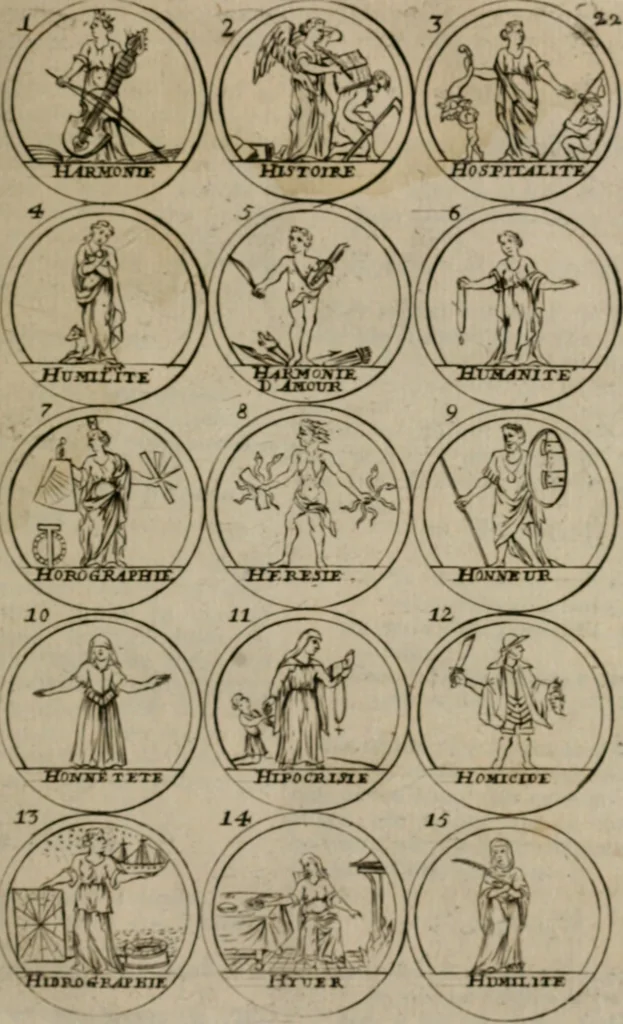 An illustration from La science des hieroglyphes, ou, L'art d'exprimer par des figures symboliques, les vertus, les vices, les passions & les moeurs &c. avec diférentes [sic] devices historiques : ouvrage utile aux peintres, aux statuaires, aux graveurs & aux amateurs des arts qui dépendent du dessein, 1736, leaf 48