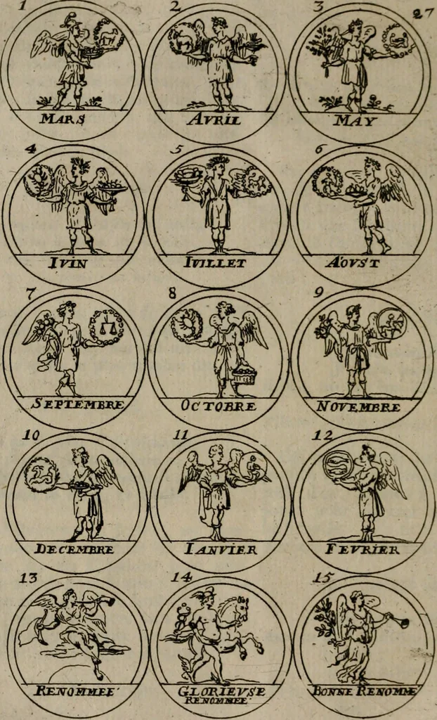 An illustration from La science des hieroglyphes, ou, L'art d'exprimer par des figures symboliques, les vertus, les vices, les passions & les moeurs &c. avec diférentes [sic] devices historiques : ouvrage utile aux peintres, aux statuaires, aux graveurs & aux amateurs des arts qui dépendent du dessein, 1736, leaf 57