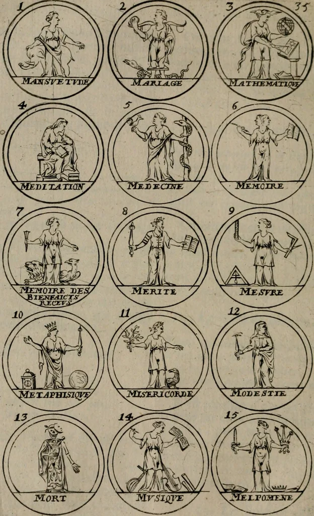 An illustration from La science des hieroglyphes, ou, L'art d'exprimer par des figures symboliques, les vertus, les vices, les passions & les moeurs &c. avec diférentes [sic] devices historiques : ouvrage utile aux peintres, aux statuaires, aux graveurs & aux amateurs des arts qui dépendent du dessein, 1736, leaf 71