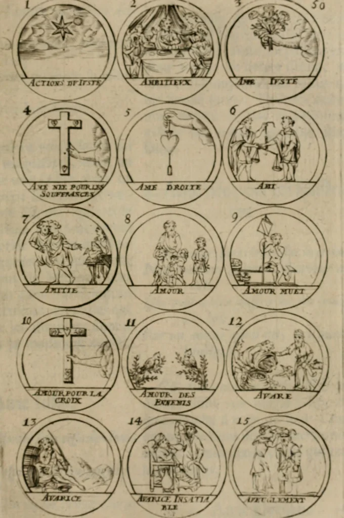 An illustration from La science des hieroglyphes, ou, L'art d'exprimer par des figures symboliques, les vertus, les vices, les passions & les moeurs &c. avec diférentes [sic] devices historiques : ouvrage utile aux peintres, aux statuaires, aux graveurs & aux amateurs des arts qui dépendent du dessein, 1736, leaf 96