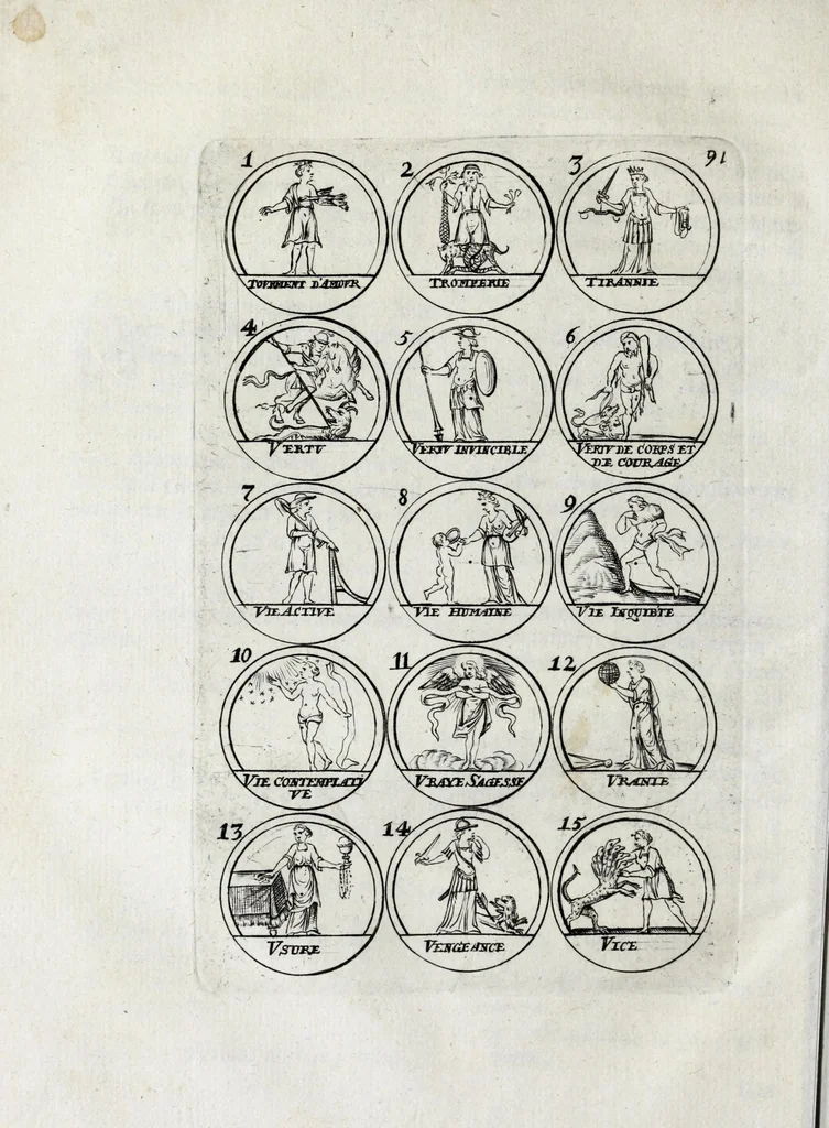 An illustration from La science des hieroglyphes, ou, L'art d'exprimer par des figures symboliques, les vertus, les vices, les passions & les mœurs, &c. : avec diferentes devises historiques : ouvrage utile aux peintres, aux statuaires, aux graveurs & aux amateurs des arts qui dépendent du dessein, 1736, leaf 164