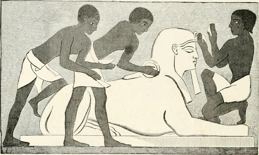 An illustration from La sculpture égyptienne, 1876, leaf 17