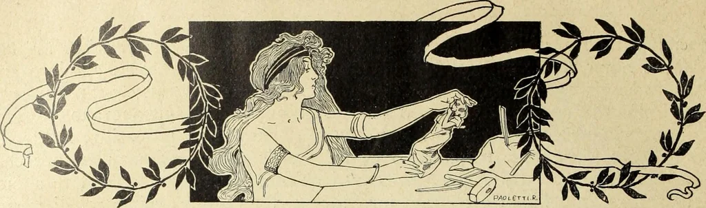 An illustration from La scultura, la pittura di U. Fleres, P. Molmenti, U. Ojetti, G. Menasci : le arti applicate di Guido Menasci, 1900, leaf 143