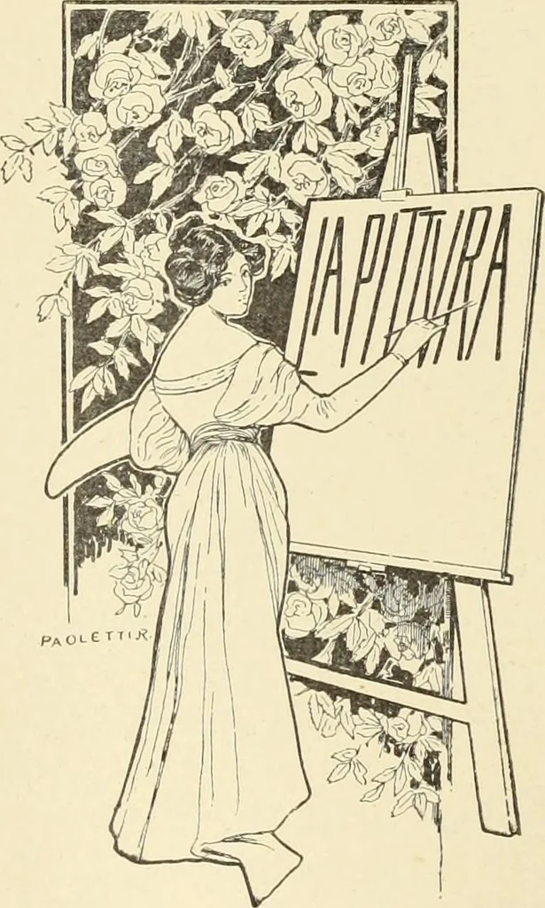 An illustration from La scultura, la pittura di U. Fleres, P. Molmenti, U. Ojetti, G. Menasci : le arti applicate di Guido Menasci, 1900, leaf 216