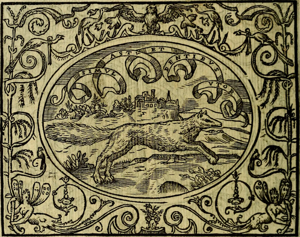 An illustration from La sententiose imprese, et dialogo del Symeone. Con la verificatione del sito di Gergobia, la geografia d'Ouernia, la figura & tempio d'Apolline in Velay; & il suo hieroglyfico monumento, natiuità, vita & epitaffio, 1560, leaf 113