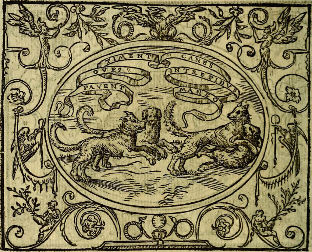 An illustration from La sententiose imprese, et dialogo del Symeone. Con la verificatione del sito di Gergobia, la geografia d'Ouernia, la figura & tempio d'Apolline in Velay; & il suo hieroglyfico monumento, natiuità, vita & epitaffio, 1560, leaf 119
