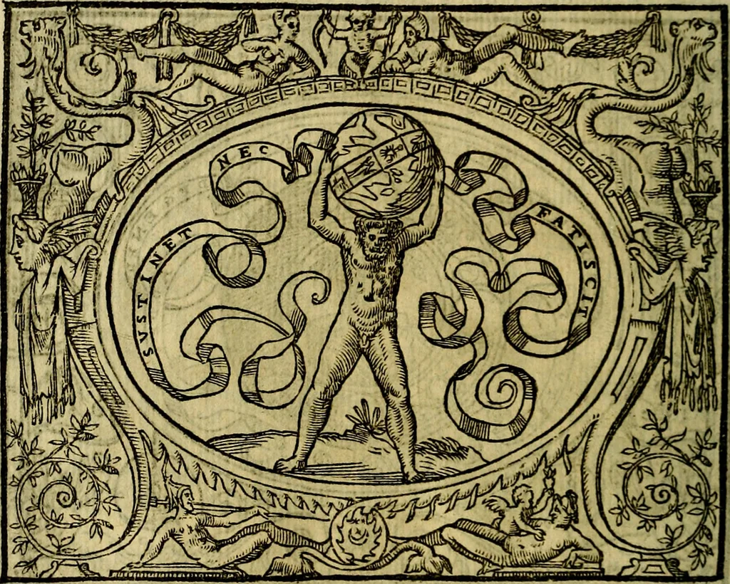 An illustration from La sententiose imprese, et dialogo del Symeone. Con la verificatione del sito di Gergobia, la geografia d'Ouernia, la figura & tempio d'Apolline in Velay; & il suo hieroglyfico monumento, natiuità, vita & epitaffio, 1560, leaf 123