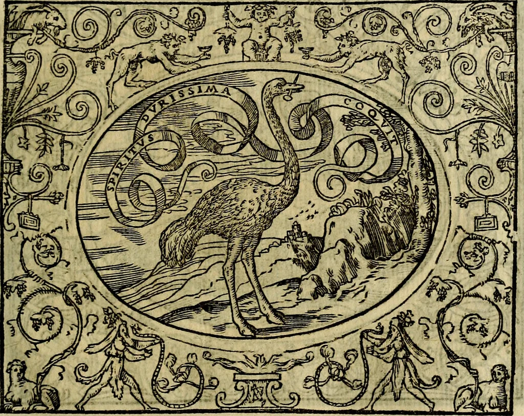 An illustration from La sententiose imprese, et dialogo del Symeone. Con la verificatione del sito di Gergobia, la geografia d'Ouernia, la figura & tempio d'Apolline in Velay; & il suo hieroglyfico monumento, natiuità, vita & epitaffio, 1560, leaf 124