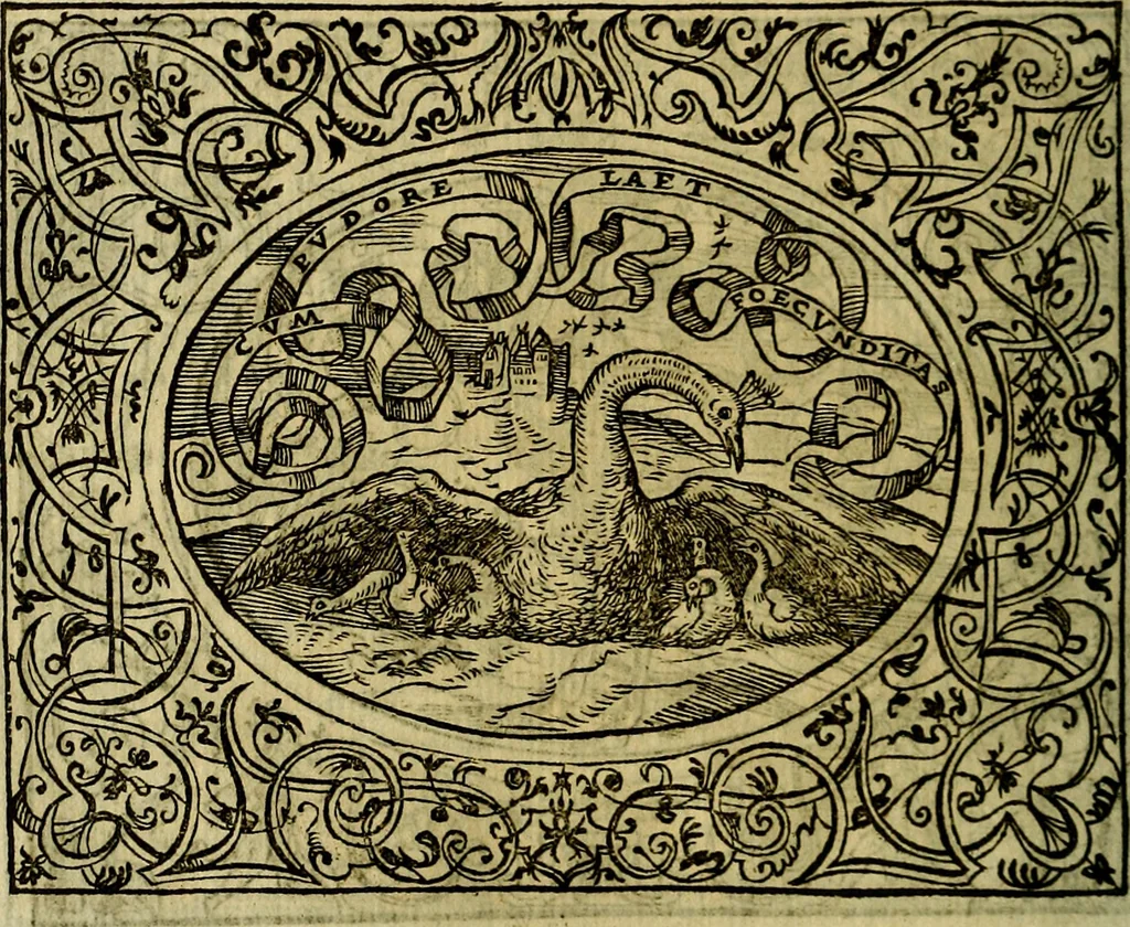 An illustration from La sententiose imprese, et dialogo del Symeone. Con la verificatione del sito di Gergobia, la geografia d'Ouernia, la figura & tempio d'Apolline in Velay; & il suo hieroglyfico monumento, natiuità, vita & epitaffio, 1560, leaf 125