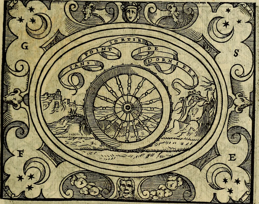 An illustration from La sententiose imprese, et dialogo del Symeone. Con la verificatione del sito di Gergobia, la geografia d'Ouernia, la figura & tempio d'Apolline in Velay; & il suo hieroglyfico monumento, natiuità, vita & epitaffio, 1560, leaf 130