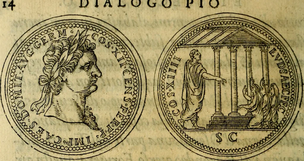 An illustration from La sententiose imprese, et dialogo del Symeone. Con la verificatione del sito di Gergobia, la geografia d'Ouernia, la figura & tempio d'Apolline in Velay; & il suo hieroglyfico monumento, natiuità, vita & epitaffio, 1560, leaf 159