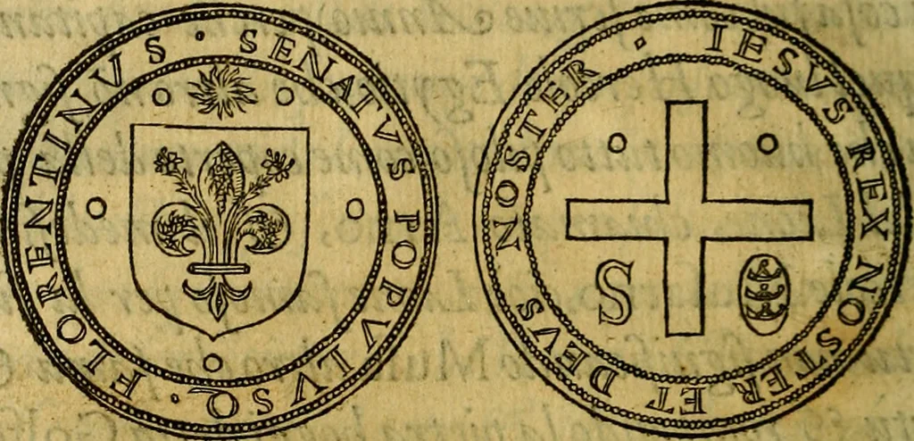 An illustration from La sententiose imprese, et dialogo del Symeone. Con la verificatione del sito di Gergobia, la geografia d'Ouernia, la figura & tempio d'Apolline in Velay; & il suo hieroglyfico monumento, natiuità, vita & epitaffio, 1560, leaf 193