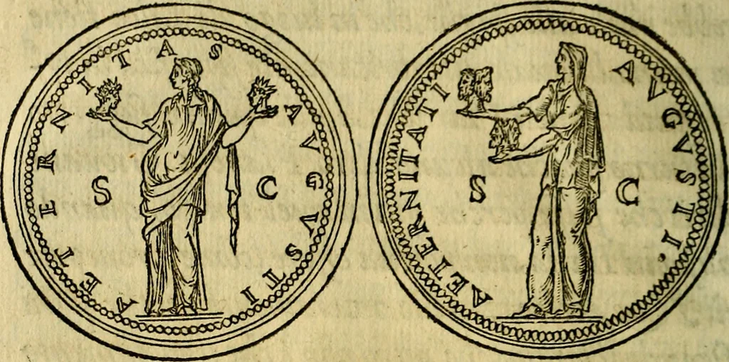 An illustration from La sententiose imprese, et dialogo del Symeone. Con la verificatione del sito di Gergobia, la geografia d'Ouernia, la figura & tempio d'Apolline in Velay; & il suo hieroglyfico monumento, natiuità, vita & epitaffio, 1560, leaf 227
