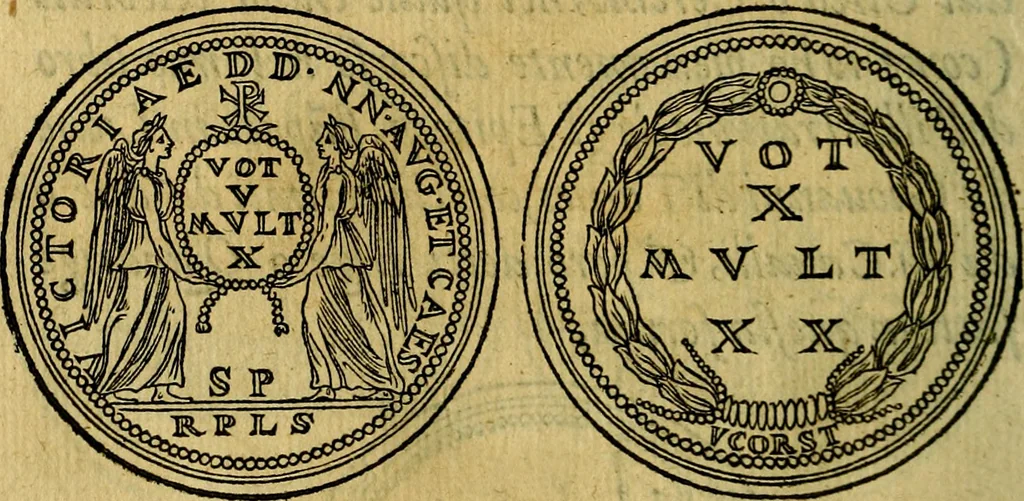 An illustration from La sententiose imprese, et dialogo del Symeone. Con la verificatione del sito di Gergobia, la geografia d'Ouernia, la figura & tempio d'Apolline in Velay; & il suo hieroglyfico monumento, natiuità, vita & epitaffio, 1560, leaf 239