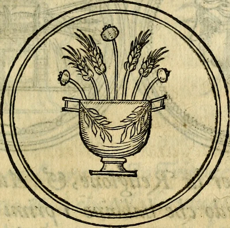 An illustration from La sententiose imprese, et dialogo del Symeone. Con la verificatione del sito di Gergobia, la geografia d'Ouernia, la figura & tempio d'Apolline in Velay; & il suo hieroglyfico monumento, natiuità, vita & epitaffio, 1560, leaf 244