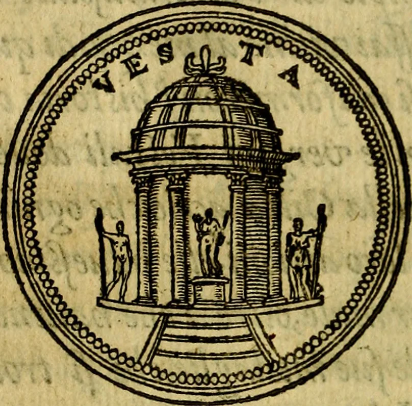 An illustration from La sententiose imprese, et dialogo del Symeone. Con la verificatione del sito di Gergobia, la geografia d'Ouernia, la figura & tempio d'Apolline in Velay; & il suo hieroglyfico monumento, natiuità, vita & epitaffio, 1560, leaf 285