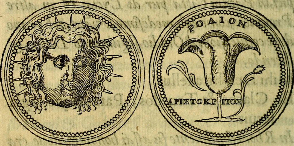 An illustration from La sententiose imprese, et dialogo del Symeone. Con la verificatione del sito di Gergobia, la geografia d'Ouernia, la figura & tempio d'Apolline in Velay; & il suo hieroglyfico monumento, natiuità, vita & epitaffio, 1560, leaf 341